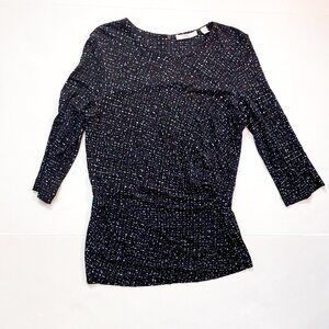 Boss Womens Ruched Jersey Blouse, Size Large